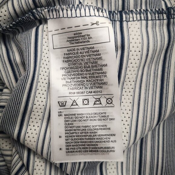 Adidas Primegreen Men's Size Large Navy Grey & White Striped Polo / Golf Shirt - Picture 4 of 9